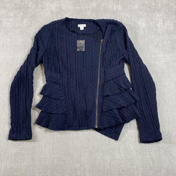 Sundance Jacket Womens Small Peplum Ruffle Knit Asymmetrical Zip Layered - Picture 1 of 11